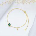 wholesale 14K Gold Square Green Stone Charm Bracelet for Women - Mothers Day Gift (6 + 2 inch)-0-2