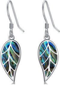 wholesale 925 Sterling Silver Leaf Opal Drop Earrings - Mother's Day Gifts for Women-Abalone