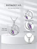 wholesale 925 Sterling Silver Purple Enamel Owl Moon Pendant Necklace-0-4