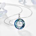 wholesale 925 Sterling Silver Blue Crystal Nautical Compass Pendant Necklace for Women's s-0-2
