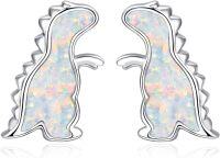 wholesale 925 Sterling Silver Dinosaur Shape White Opal Studs for Sensitive Ears-Dinosaur-A