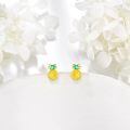wholesale 925 Sterling Silver Fun And Playful Yellow And Green Pineapple Dangle Earrings With Enamel Detail For Everyday Wear Trendy Fashion Jewelry Accessory-0-2