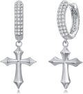 wholesale Silver Cross Pendant Hoop Earrings 925 Sterling Silver Jewelry for Men & Women-0-0