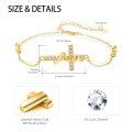 wholesale Gold 925 Sterling Silver Faith Cross Bracelet - Christian Religious Jewelry - Adjustable Length Confirmation Gift for Women & Girls-0-4
