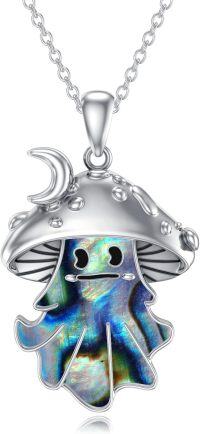 wholesale 925 Sterling Silver & Abalone Shell Cute Ghost Pendant Necklace, Halloween Christmas Birthday Gift-Style6 Ghost