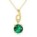 wholesale 14k Green Crystal Pendant Necklace With Clear Stone-0-0