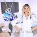 wholesale 925 Sterling Silver Nurse Necklace with Heart-Shaped Crystal Pendant and Caduceus Gifts for Women-0-3