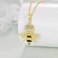 wholesale 925 Sterling Silver Honeycomb Bee with Crown Pendant Necklace for Women Girls Gifts-0-2