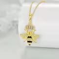 wholesale 925 Sterling Silver Honeycomb Bee with Crown Pendant Necklace for Women Girls Gifts-0-2