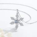 wholesale 925 Silver & Cubic Zirconia Snowflake Necklace - Elegant Protruding Stone Design - 100 I Love You Languages Projection - Hypoallergenic Gift for All Occasions-0-3