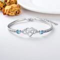 wholesale 925 Sterling Silver Heart Infinity Bracelet Blue Crystal Engraved Bangle For Women Mom-0-1