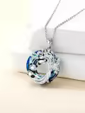 TOUPOP Sterling Silver Crystal Tree Of Life Panda Pendant Necklace-0-1