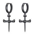 wholesale 925 Sterling Silver Black Cross Nail Hoop Earrings with Turquoise and Malachite for Men Women PUNK GOTHIC s 4cm Long-0-0