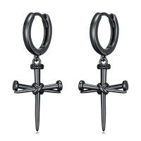 wholesale 925 Sterling Silver Black Cross Nail Hoop Earrings with Turquoise and Malachite for Men Women PUNK GOTHIC s 4cm Long-Crucifix