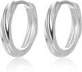wholesale 925 Sterling Silver Textured Twist Design Huggie Hoop Earrings 8mm Diameter-0-0