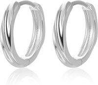 wholesale 925 Sterling Silver Textured Twist Design Huggie Hoop Earrings 8mm Diameter-Silver