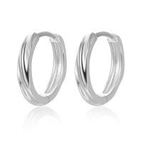 wholesale 925 Sterling Silver Twist Hoop Earrings-Silver