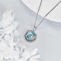 wholesale 925 Sterling Silver Round Abalone Shell Pendant with Flying Birds and Evil Eye Design for Women's Necklaces-0-4
