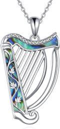 wholesale 925 Sterling Silver Abalone Shell Musical Instrument Necklace - Harp Design-0-0
