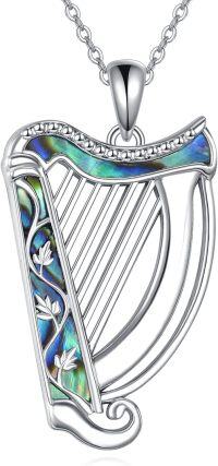 wholesale 925 Sterling Silver Abalone Shell Musical Instrument Necklace - Harp Design-Harp
