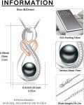wholesale 925 Sterling Silver & Tahitian Black Pearl Infinity Heart Pendant Necklace, Rose Gold Plated, 18 Chain w/ Extender, Gift Box-0-1