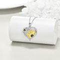 wholesale 925 Sterling Silver Bee & Sunflower Heart Pendant Necklace for Women-0-3