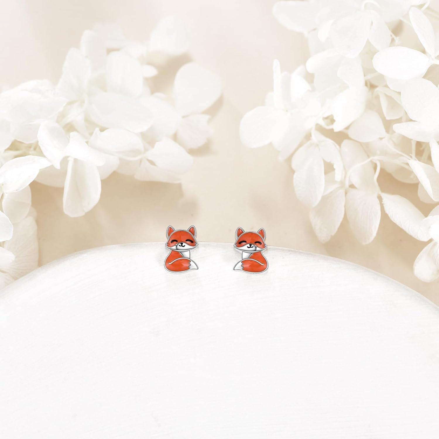wholesale 925 Sterling Silver Fox Stud Earrings -0-2