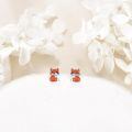 wholesale 925 Sterling Silver Cute Fox Enamel Stud Earrings White Gold Plated-0-2
