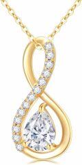 wholesale 14K Gold Infinity Pendant with CZ Stones and Pear Cut Center Stone - 16 Chain-0-0