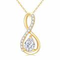 wholesale 14k Gold Infinity Lab Diamond Pendant Necklace Wholesale With Pear Shaped Center Stone-0-0