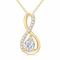 wholesale 14k Gold Infinity Lab Diamond Pendant Necklace Wholesale With Pear Shaped Center Stone-Yellow Gold