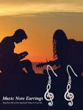 wholesale 925 Sterling Silver Treble Clef Heart Dangle Earrings Musical Notes  for Her-0-5