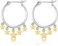 wholesale 925 Sterling Silver & Gold Plated Stars Charm Hoop Earrings for Women-0-0