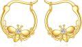 wholesale 10K Gold Bee Design Hoop Earrings with Cubic Zirconia - Fashionable Gift for Her-0-0