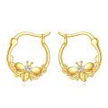 wholesale 10k Gold Bee Hoop Earrings Wholesale With Crystal-0-0