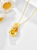 wholesale Gold-Plated 925 Sterling Silver Citrine Teardrop Sunflower Pendant Necklace Gift for Women-0-1