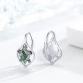 wholesale 925 Sterling Silver Sea Turtle Green Moss Agate Leverback Hoop Earrings - Bohemian Beach s for Women Girls-0-1