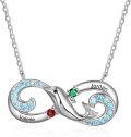 wholesale TOUPOP Personalized Infinity Dolphin Necklace 925 Sterling Silver Customized 2-4 Names Birthstones Pendant Jewelry Christmas Birthday Gifts For Women Her -0-0