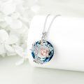 wholesale 925 Sterling Silver Blue Crystal Tree of Life Sloth Pendant Necklace-0-2
