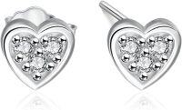 wholesale 925 Sterling Silver Heart-Shaped CZ Stud Earrings - G-H Color I2-I3 Clarity-Styel3：1\/20cttw Diamond Heart earrings