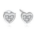 wholesale 925 Sterling Silver Heart-Shaped CZ Stud Earrings - G-H Color I2-I3 Clarity-0-0