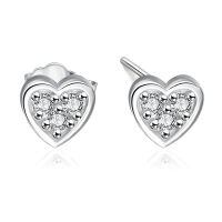 wholesale 925 Sterling Silver Heart-Shaped CZ Stud Earrings - G-H Color I2-I3 Clarity-Styel3：1\/20cttw Diamond Heart earrings