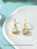 TOUPOP 14K Gold Moss Agate Moissanite Drop Dangle Earrings-0-3