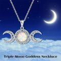 wholesale Sterling Silver Triple Moon Goddess Necklace with Celtic Knot Pendant-0-4