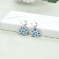 wholesale 925 Sterling Silver Abalone Shell Dog Paw Print Leverback Drop Dangle Earrings for Women and Girls-0-1