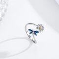 wholesale 925 Sterling Silver Animal Ring with Flower Adjustable Highland Cow Hummingbird Dragonfly Jewelry for Women-0-1