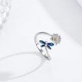 wholesale 925 Sterling Silver Animal Ring with Flower Adjustable Highland Cow Hummingbird Dragonfly Jewelry for Women-0-1