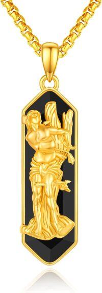 wholesale Gold 925 Sterling Silver Black Onyx Saint Michael Pendant Necklace for Men Women 24 Chain-St Sebastian