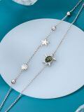 wholesale 925 Silver Sea Turtle Moss Agate Shell Starfish Double Layer Bracelet-0-3