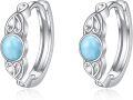 wholesale Sterling Silver Celtic Turquoise Moonstone Rose Quartz Larimar Moss Agate Hoop Earrings-0-0